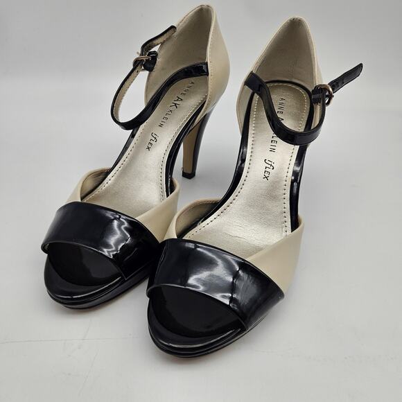 Anne Klein Shoes Womens Size 7 White Black AK7Emsley Ankle Strap Dress Heels - Picture 2 of 13